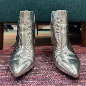 Silver Kurt Geiger Burlington Block Heel Ankle Boots - Size 8.5